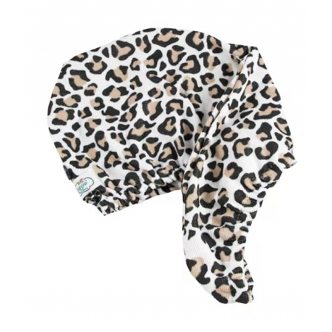  The Vintage cosmetic company  Turban en microfibre pour cheveux  motif léopard